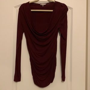 Burgundy drape neck top